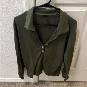 SHEIN Forest Green V-Neck Sweater